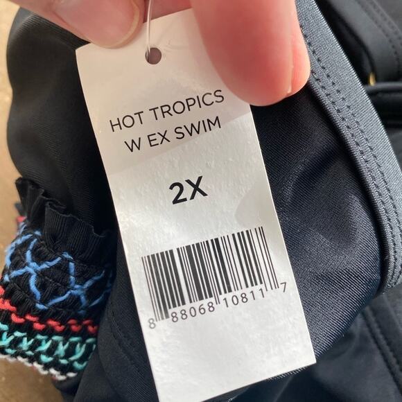 NWT Women's 2X Plus Curvy Rainbow Smocked One Piece Swimsuit Beach Resort - Picture 8 of 9